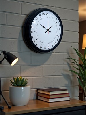 By Nevser Siyah 40 cm Metal 24 Saat Göstergeli Özel Tasarım Duvar Saati