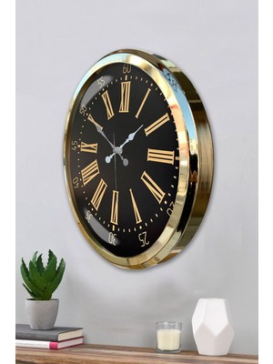 By Nevser Prime Aurea Gold 52 cm Metal Duvar Saati