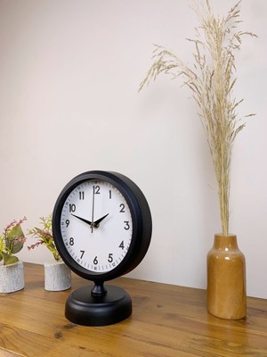 By Nevser Siyah Metal Dekoratif Masa Saati 25×20 cm