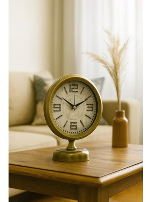 By Nevser Premium Vintage 25 x 20 cm Eskitme Metal Masa Saati