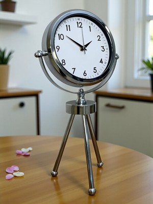 By Nevser Krom Modern Classic Üç Ayaklı Metal Masa Saati