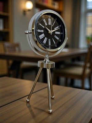 By Nevser Prime Krom Üç Ayaklı Metal Masa Saati