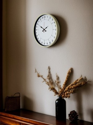 By Nevser 36 cm Krem 24 Saat Göstergeli Duvar Saati