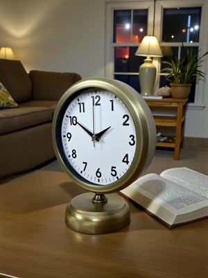 By Nevser Vinatge Dekoratif 25 x 20 cm Metal Masa Saati