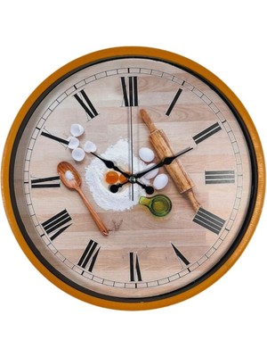 By Nevser Rustic Kitchen Turuncu 36 cm Duvar Saati