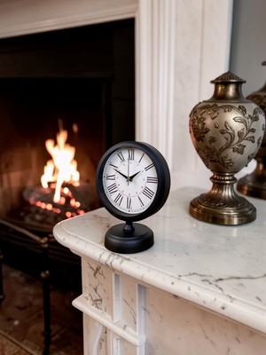 By Nevser Black Heritage 25 x 20 cm Metal Masa Saati