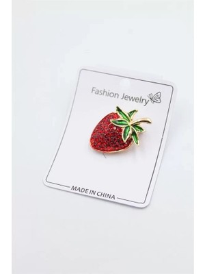 Remstdrk Çilek Broş - Kırmızı