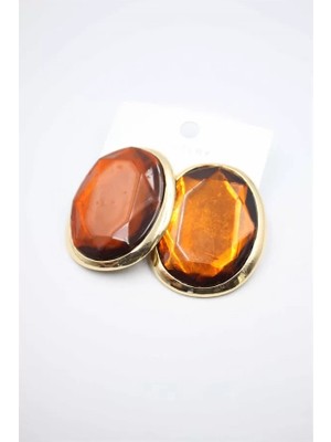 Remstdrk Taşlı Küpe - Kahverengi