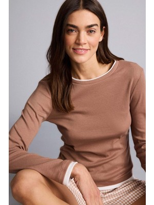 DeFacto Regular Fit Bisiklet Yaka Uzun Kollu Ribana Üst G0363AX26SP