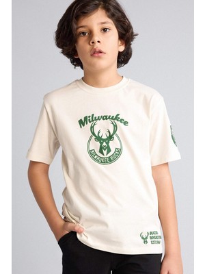 DeFacto %100 Pamuk NBA Milwaukee Bucks Tişört Erkek Çocuk G7618A826SM