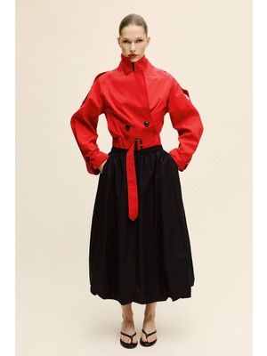 DeFacto Balloon Fit Normal Bel Poplin Midi Etek H1558AX26SP