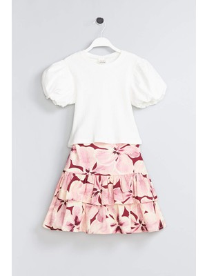 DeFacto Çiçek Desenli Poplin Etek Kız Çocuk G7622A826SM