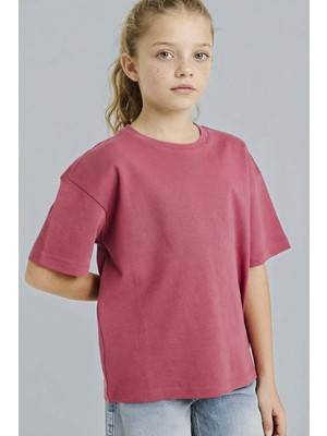 DeFacto Oversize Bisiklet Yaka Kısa Kollu Tişört Kız Çocuk G0882A826SM