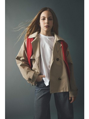 DeFacto Düğmeli Kısa Trençkot Kız Çocuk D6938A825AU