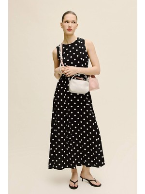 DeFacto Puantiyeli Poplin Midi Elbise F8241AX26SP