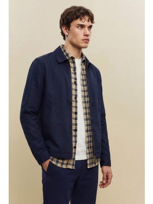 DeFacto Regular Fit Fermuarlı Keten Karışımlı Mont F8522AX26SP