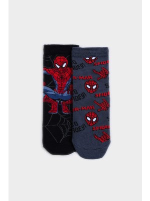DeFacto Marvel Spiderman 2'li Pamuklu Uzun Çorap Erkek Çocuk E5167A8NS