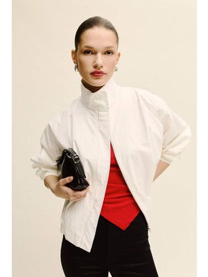 DeFacto Balloon Fit Dik Yaka Poplin Ceket H0893AX26SM