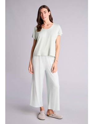 DeFacto Ultra Yumuşak Softshell Pijama Takımı Üst Alt H1278AX26SM