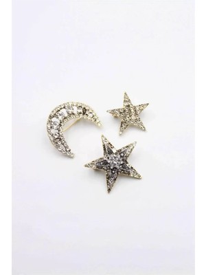 Remstdrk 3'lü Ay Yıldız Broş - Altın