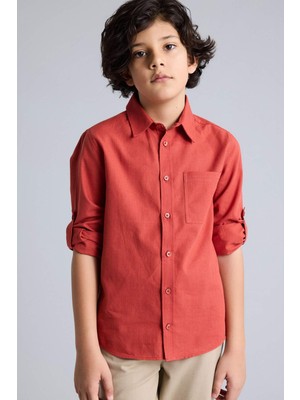 DeFacto Keten Görünümlü Gömlek Erkek Çocuk B5983A826SP