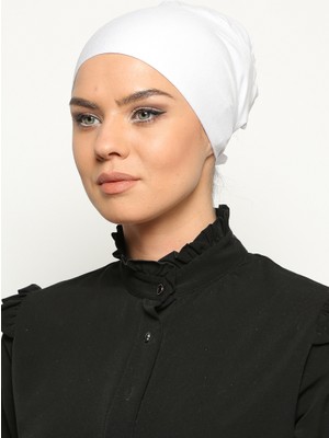 Ecardin Dikişsiz Bone Beyaz Kadınlar İçin %90 Pamuk Malzeme ile Rahat ve Şık