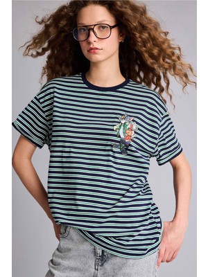 DeFacto Tom & Jerry Oversize Slogan Desenli Kısa Kollu Tişört G0844AX26SP