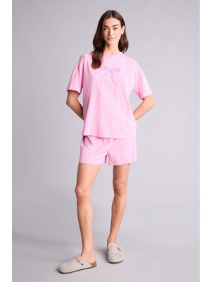 DeFacto %100 Pamuk Regular Fit Kısa Kollu 2'li Şortlu Pijama Takımı H7778AX26SM