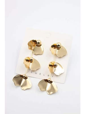 Remstdrk Metal Yaprak Küpe - Altın