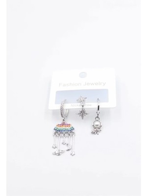 Remstdrk 3'lü Bulut Küpe - Gümüş