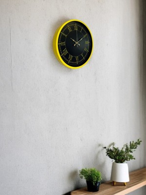 By Nevser 36 cm Standart Sarı Duvar Saati