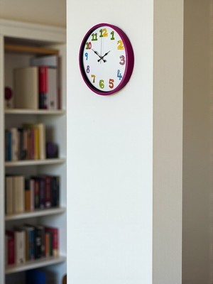 By Nevser 36 cm Pembe Çocuk Odası Duvar Saati