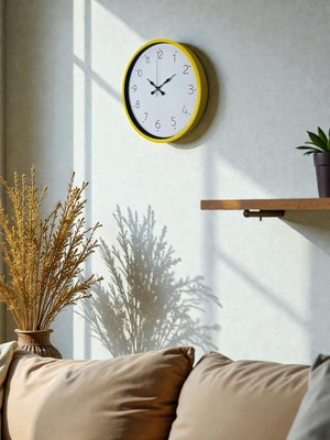 By Nevser 36 cm Standart Sarı Duvar Saati