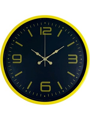 By Nevser 36 cm Sarı Dekoratif Duvar Saati