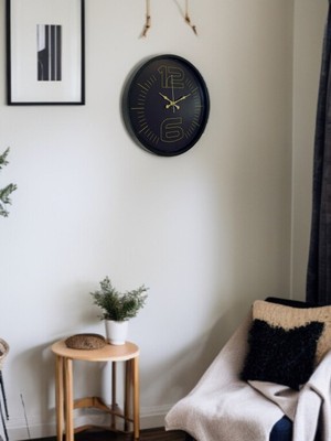 By Nevser 36 cm Siyah Dekoratif Duvar Saati