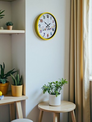 By Nevser 36 cm Sarı Çocuk Odası Duvar Saati