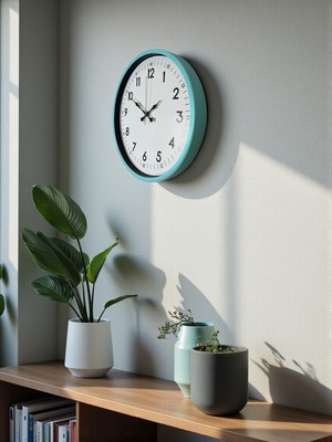 By Nevser 36 cm Turkuaz Dekoratif Duvar Saati