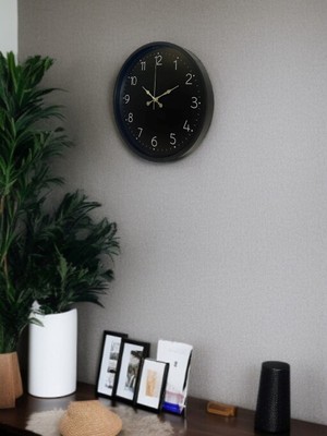 By Nevser 36 cm Siyah Dekoratif Duvar Saati