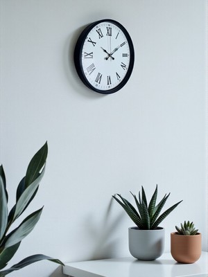 By Nevser 36 cm Siyah Roma Rakamlı Duvar Saati