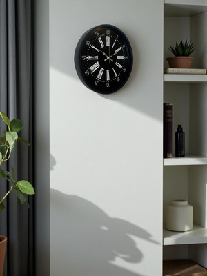By Nevser 36 cm Siyah Dekoratif Duvar Saati