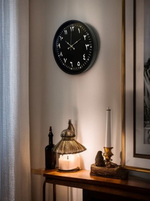 By Nevser 36 cm Siyah Arapça Rakamlı Duvar Saati