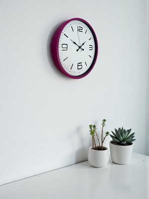 By Nevser 36 cm Pembe Modern Duvar Saati