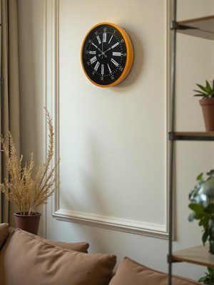 By Nevser 36 cm Turuncu Dekoratif Duvar Saati