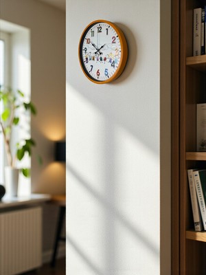 By Nevser 36 cm Turuncu Çocuk Odası Duvar Saati