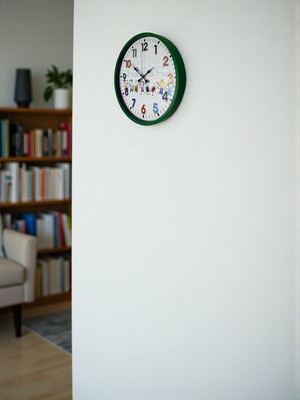 By Nevser 36 cm Yeşil Çocuk Odası Duvar Saati