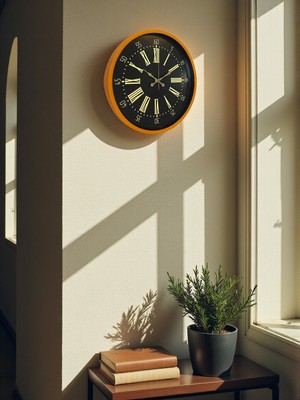 By Nevser 36 cm Turuncu Dekoratif Duvar Saati