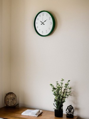 By Nevser 36 cm Yeşil Dekoratif Duvar Saati