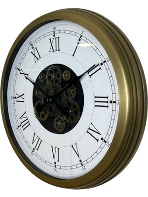 By Nevser Vintage Roma Rakamlı 60 cm Çarklı Duvar Saati