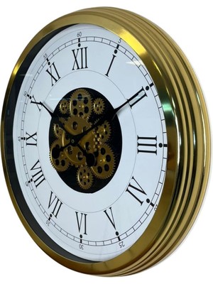 By Nevser Luxury Gold 60 cm Çarklı Duvar Saati