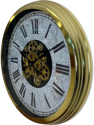 By Nevser Gold Atlas Royale 60 cm Çarklı Duvar Saati
